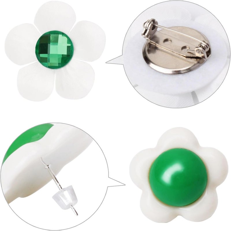 ICECUTE 4 PCS Princess Crown Accessories Kit,Incl. Flower Crown/Brooch/Earring/Glove,Dress Up Accessories for Women Gold - Image 3